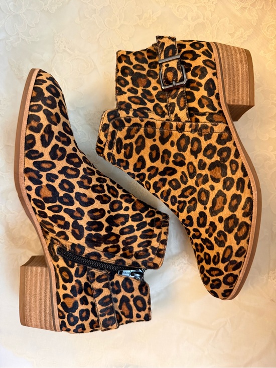 Gianni Bini Shoes - Gianni Bini Leopard Print Torloni Ankle Boots Stacked Heel Black & Congac 8.5